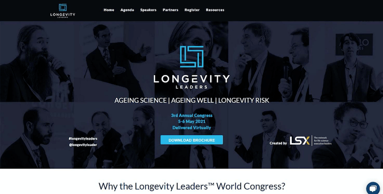 イギリスの展示会「Longevity Leaders Forum」のウェブサイト